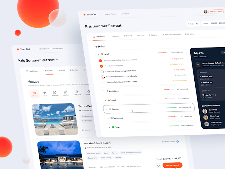 Cover image for Web app design for B2B Travel product Teamout (YC W22) 