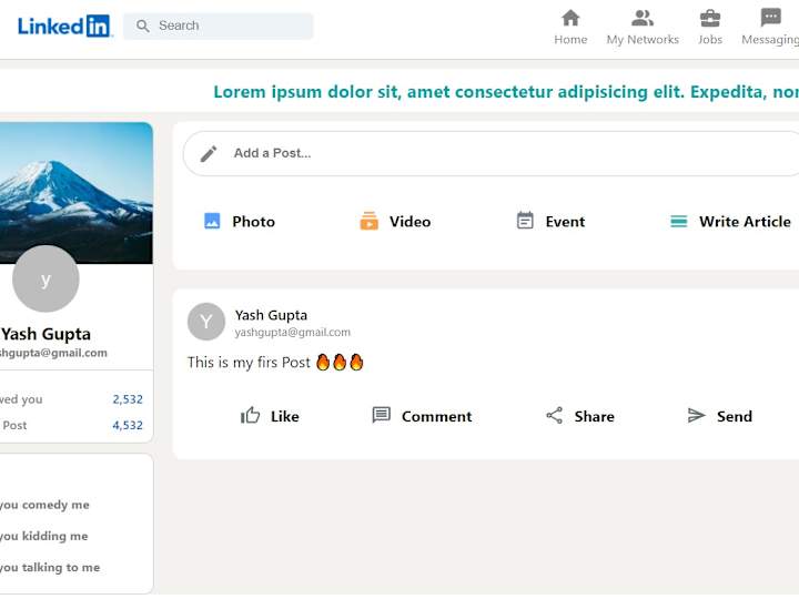 Cover image for React & firebase linkedin clone