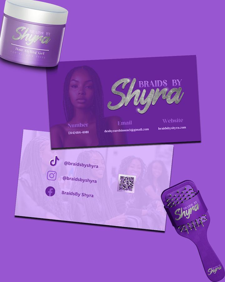 Cover image for Braids By Shyra: Logo, Branding Suite, & Business Card Design