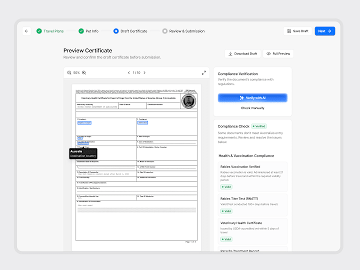 Cover image for Pet Health Certificate Web App UI/UX (SaaS MVP)