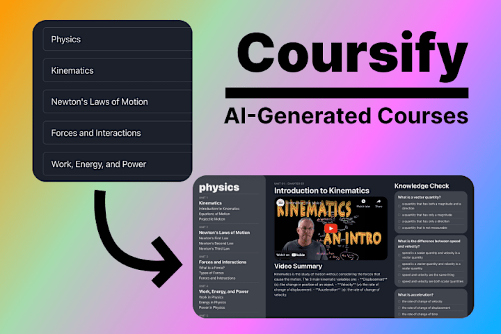 Cover image for Coursify | AI-Generated Courses
