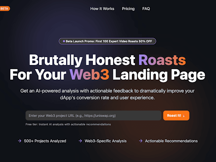 Cover image for Web3 ROAST – AI-Powered CRO & UX Teardown Tool