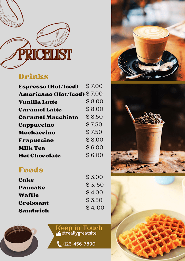 Cover image for Menu for a cafe 