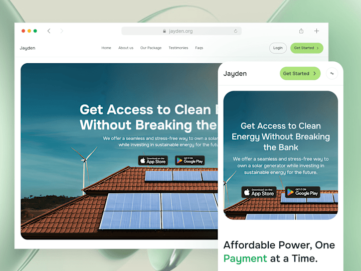 Cover image for Jayden Energy - Clean Energy Accessible with Flexible Payments.