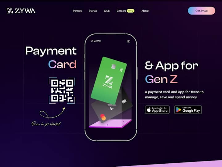 Cover image for Zywa – Neo Bank for Teenagers Landing Page Re-Design