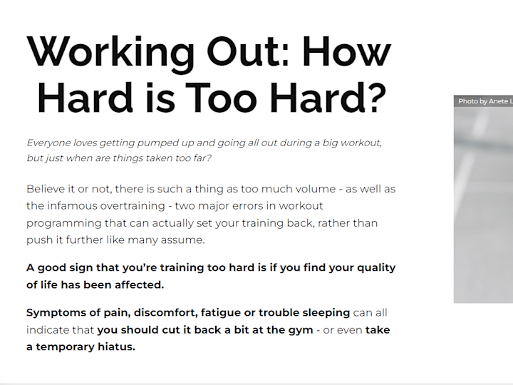 Cover image for ﻿Content Writing: Working Out - How Hard is Too Hard?