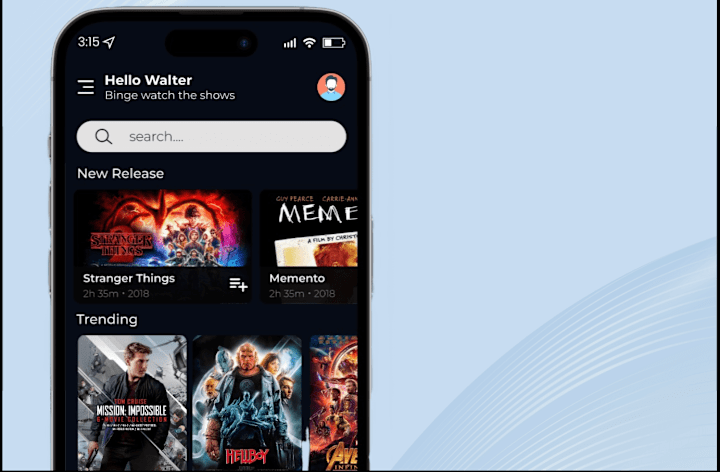 Cover image for Movie Streaming App Home Screen