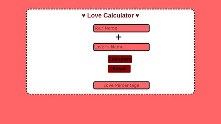 Cover image for Love Calculator Web Development Project