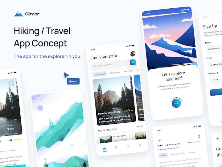 Cover image for Climbr - a hiking app concept