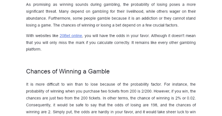 Cover image for What Are The Chances Of Winning And Losing A Bet