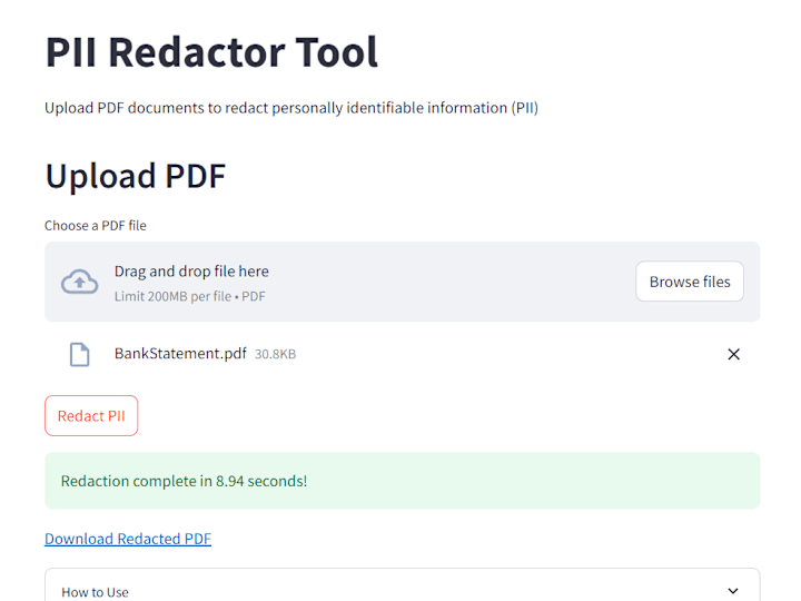Cover image for PDF PII Redactor Tool Development