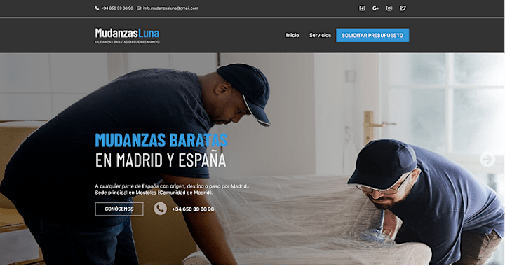Cover image for Mudanzas Luna | One-Page WordPress Website for a Moving Company