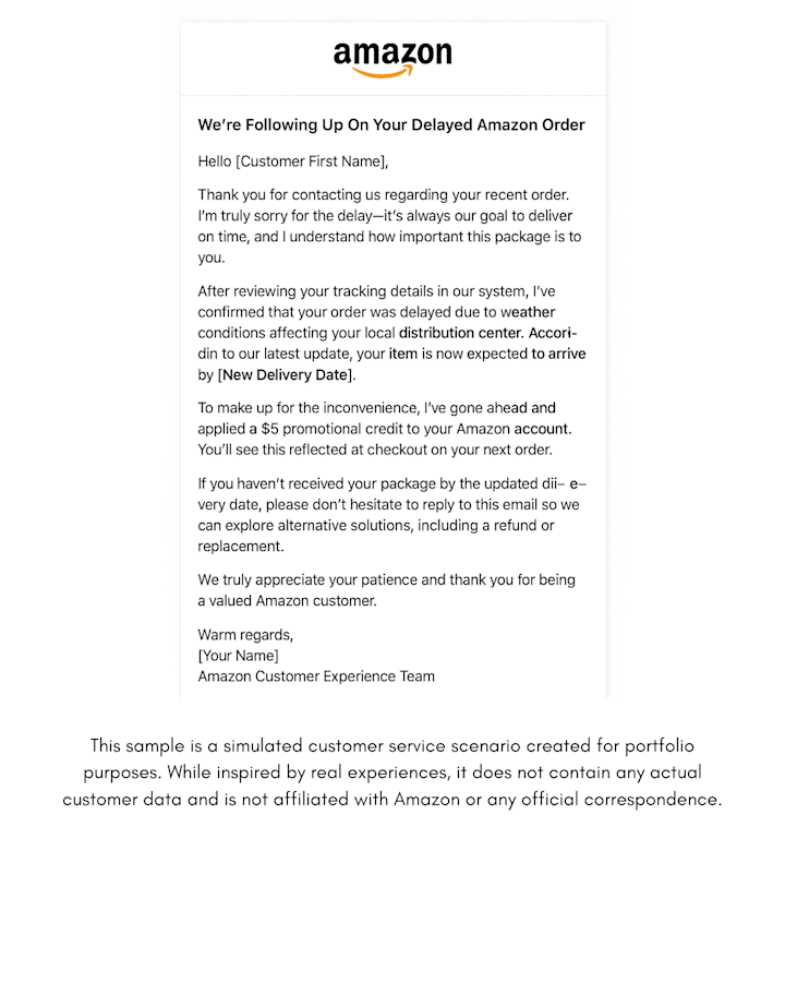Cover image for Resolving a Delayed Amazon Order via Email
