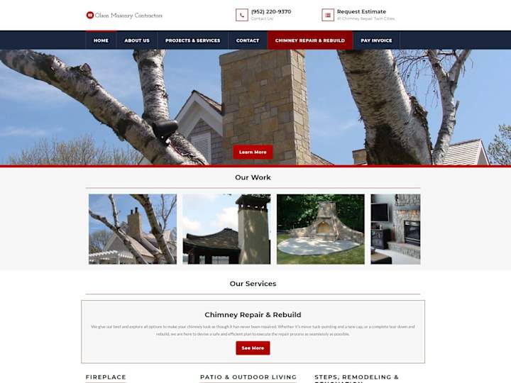 Cover image for Masonry Contractor Website – Olson Masonry