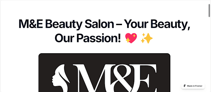 Cover image for M&E Beauty Salon – Landing Page With Framer
