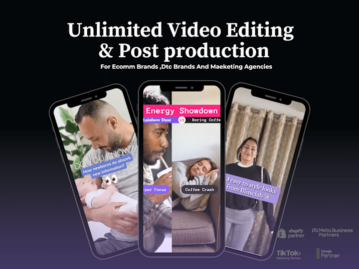 Cover image for Unlimited video editing and post production for Ecomm brands