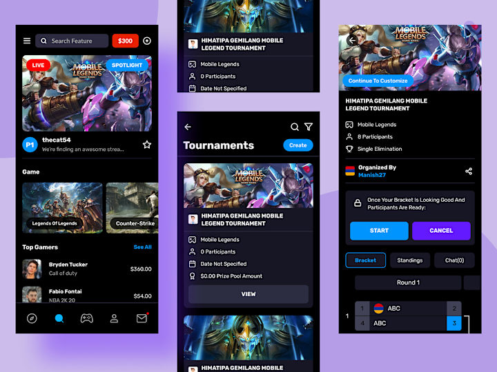 Cover image for Gaming Tournaments Mobile App
