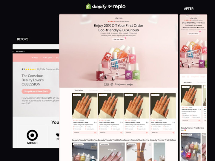 Cover image for Retail-Aligned Replo & Shopify Landing Page for ella+mila