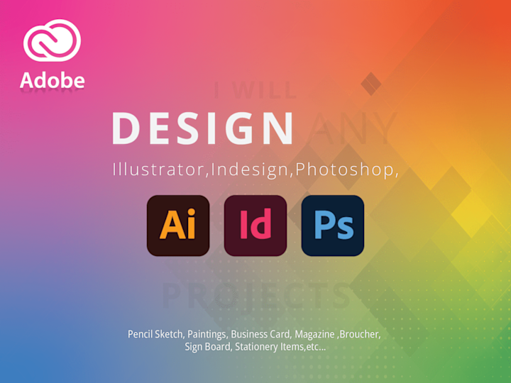 Cover image for Illustrator, Photoshop, InDesign work