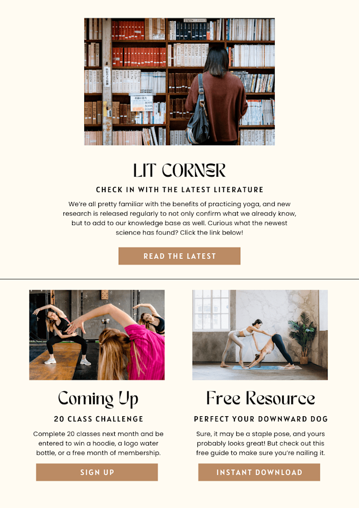 Cover image for Daily Newsletter for Yoga Studio