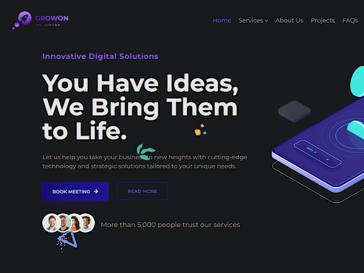 Cover image for GrowOn inc - Software development agency website