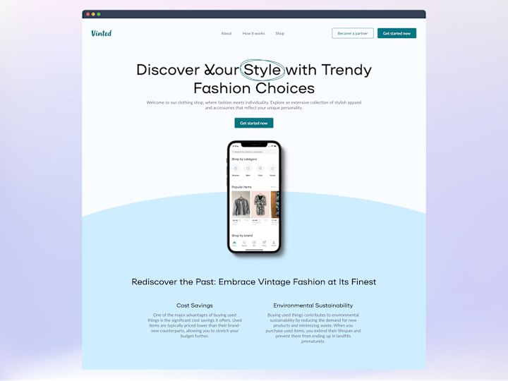 Cover image for Landing page for Vinted 
