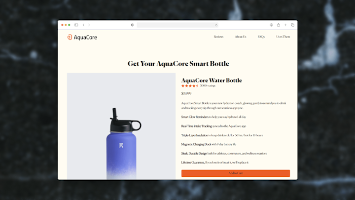 Cover image for AquaCore Product Page Design and Build in PageDeck