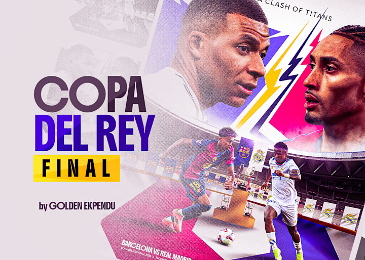 Cover image for Barca vs Real Madrid Copa del Rey final poster design