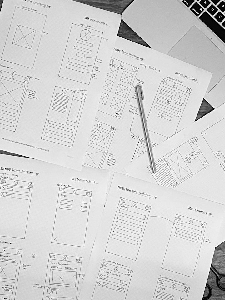 Cover image for Wireframes-Screen time controlling app