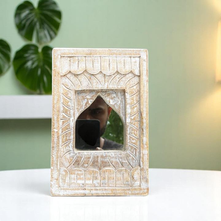 Cover image for Echoes in Wood: Handcrafted Temple Mirror