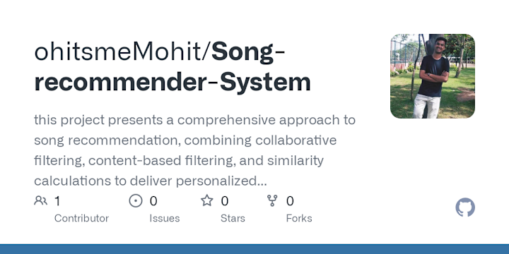 Cover image for ohitsmeMohit/Song-recommender-System