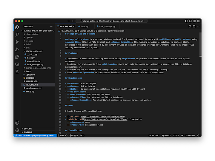 Cover image for Django SQLite EFS Backend (AWS, Python, Django)