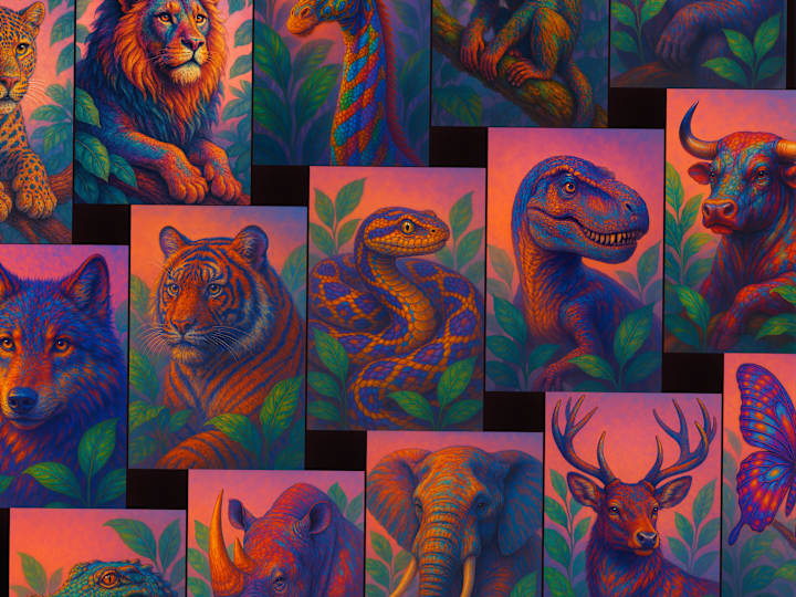Cover image for AI generated images: Vibrant Wildlife Portrait Collection