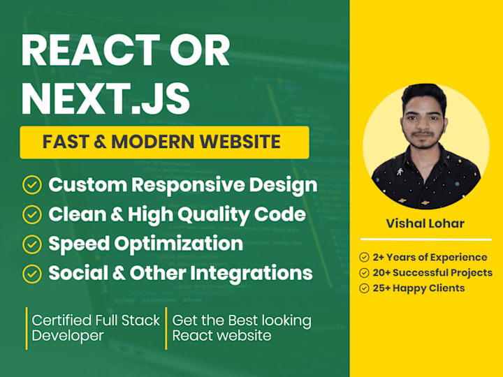 Cover image for I will build a custom React or Next.js Website