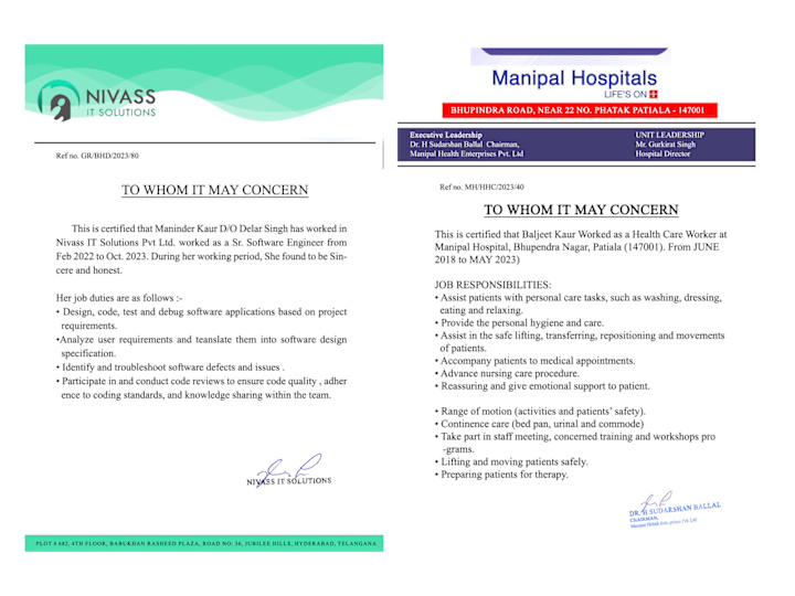 Cover image for Experience Certificate