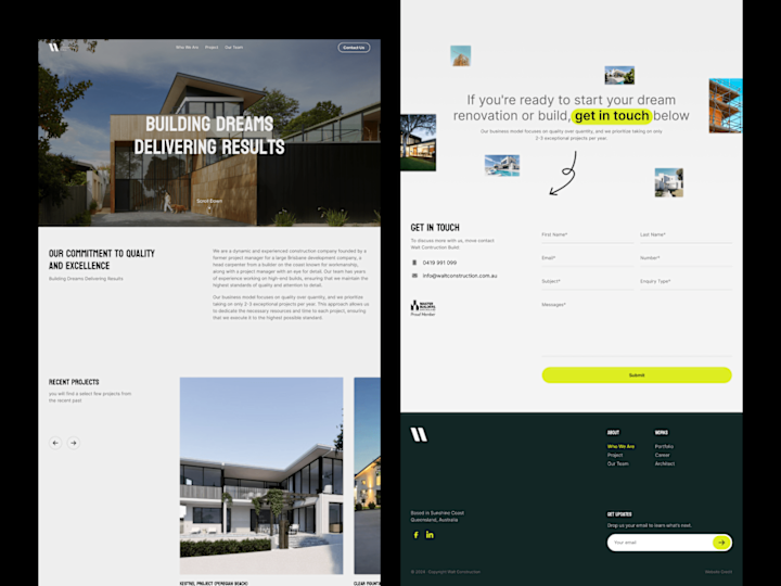 Cover image for Walt Construction - Landing Page