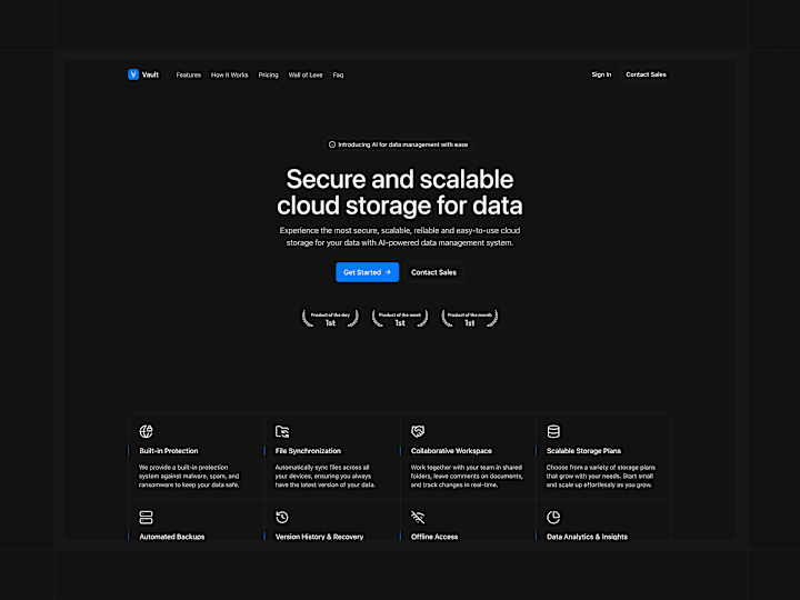Cover image for Vault - Premium SaaS Marketing Template Design