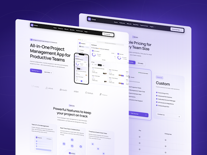 Cover image for Crest App Website Template Development