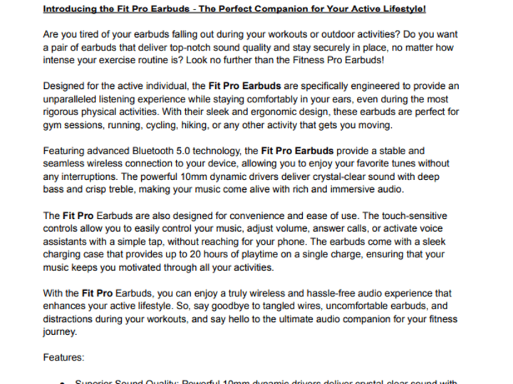 Cover image for Copy for an earbuds company 