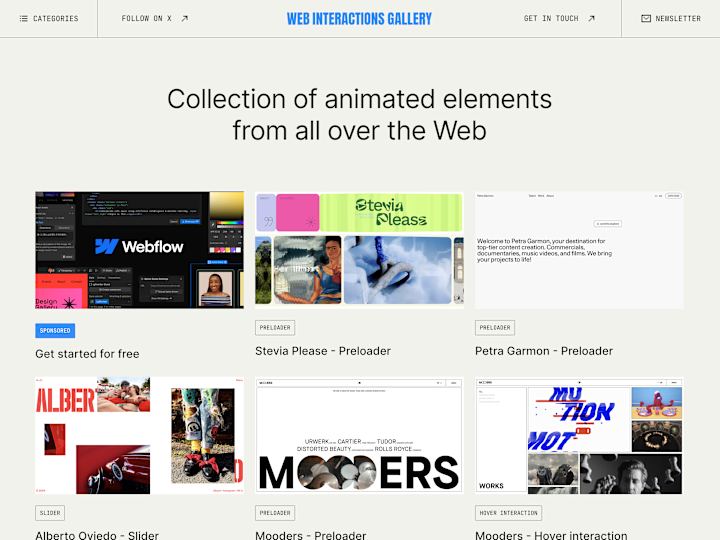Cover image for Web Interactions Gallery