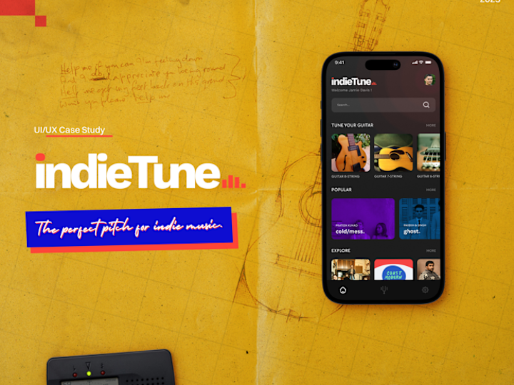 Cover image for IndieTune - Guitar Tuning App | Ui/Ux Project