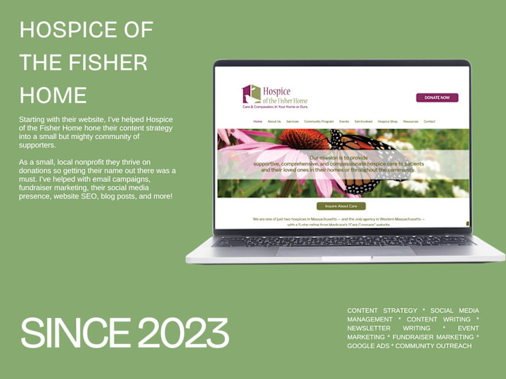 Cover image for Content Strategy & SMM - Hospice of the Fisher Home