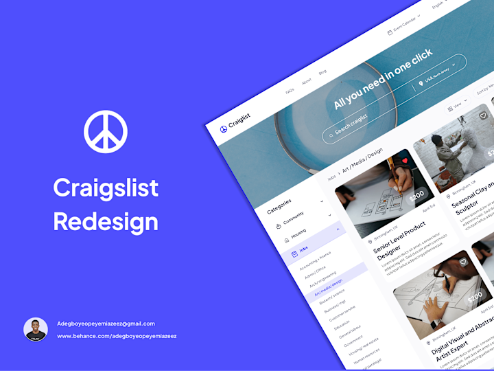 Cover image for E-commerce Website Redesign (Craigelist)