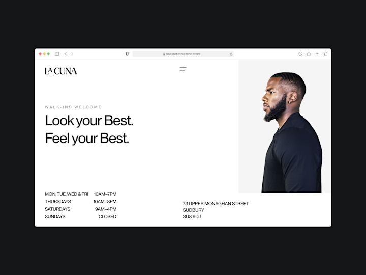 Cover image for Landing Page for LaCUNA Barbershop