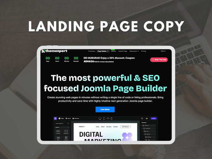 Cover image for Landing Page Copy Overhaul for Joomla Page Builder Company