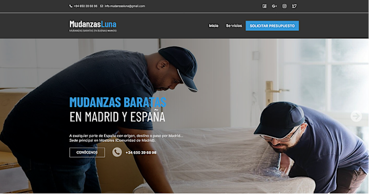 Cover image for Mudanzas Luna | One-Page WordPress Website for a Moving Company
