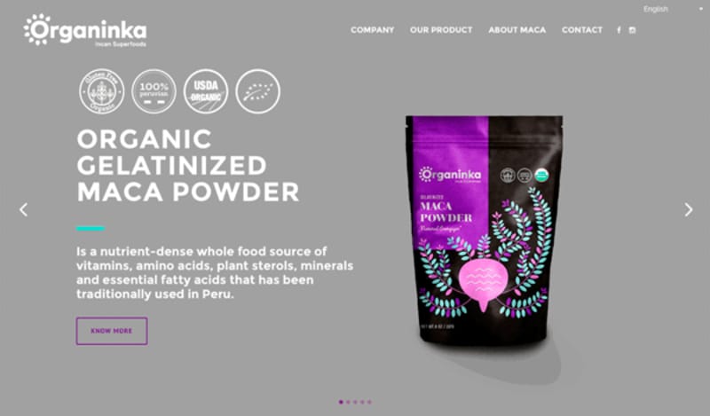 Cover image for Web for Organinka | Maca Peruvian Company on Behance