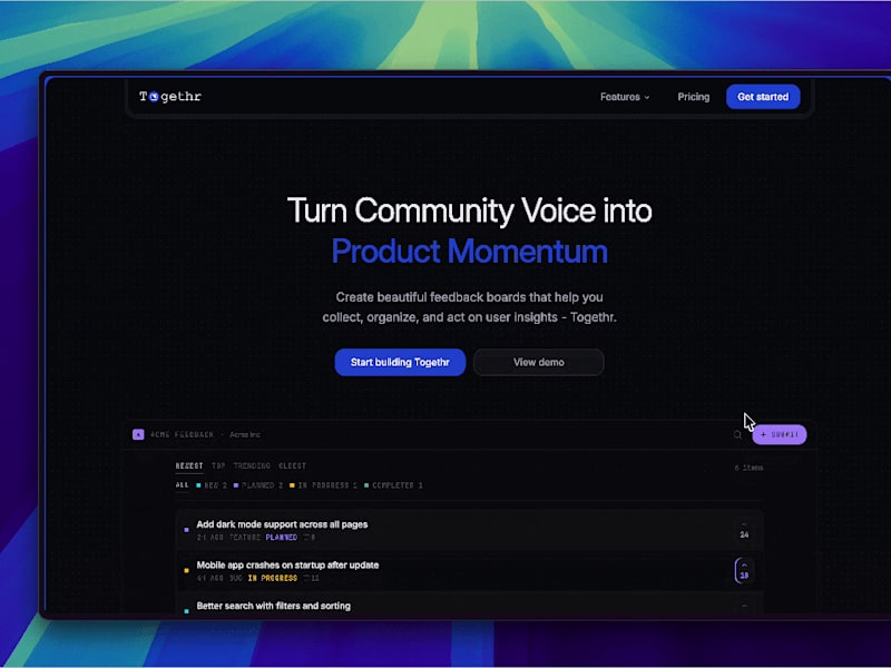 Cover image for Togethr – Turn Community Voice into Product Momentum