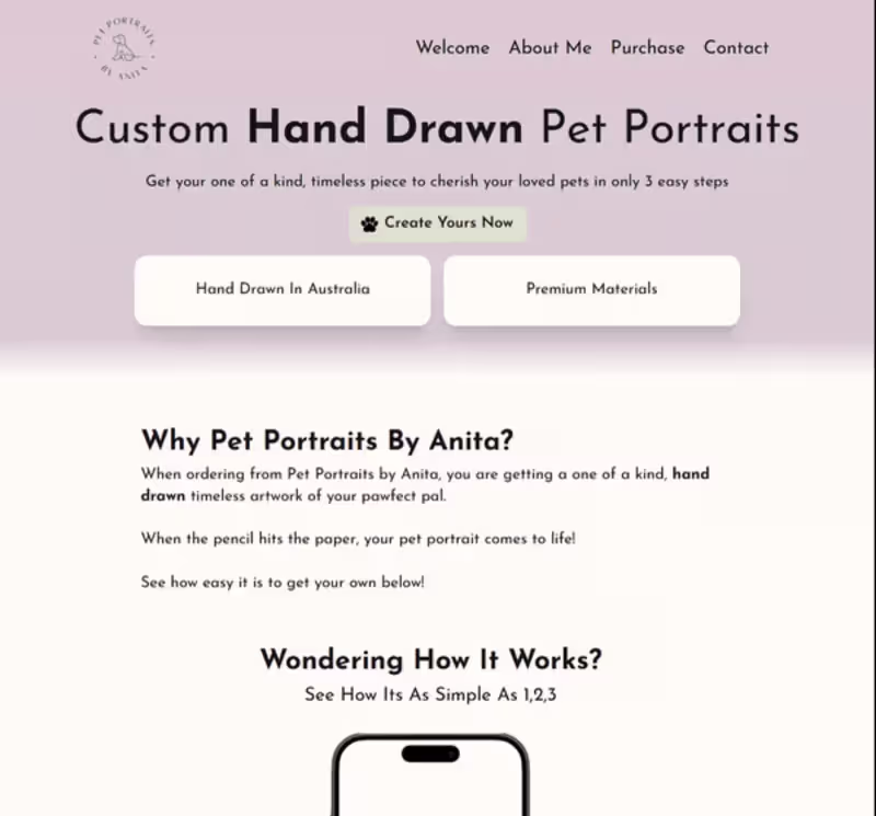 Cover image for Pet Portraits By Anita - Client Website