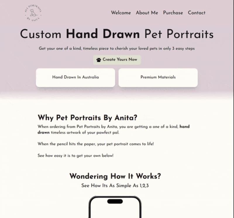 Cover image for Pet Portraits By Anita - Client Website